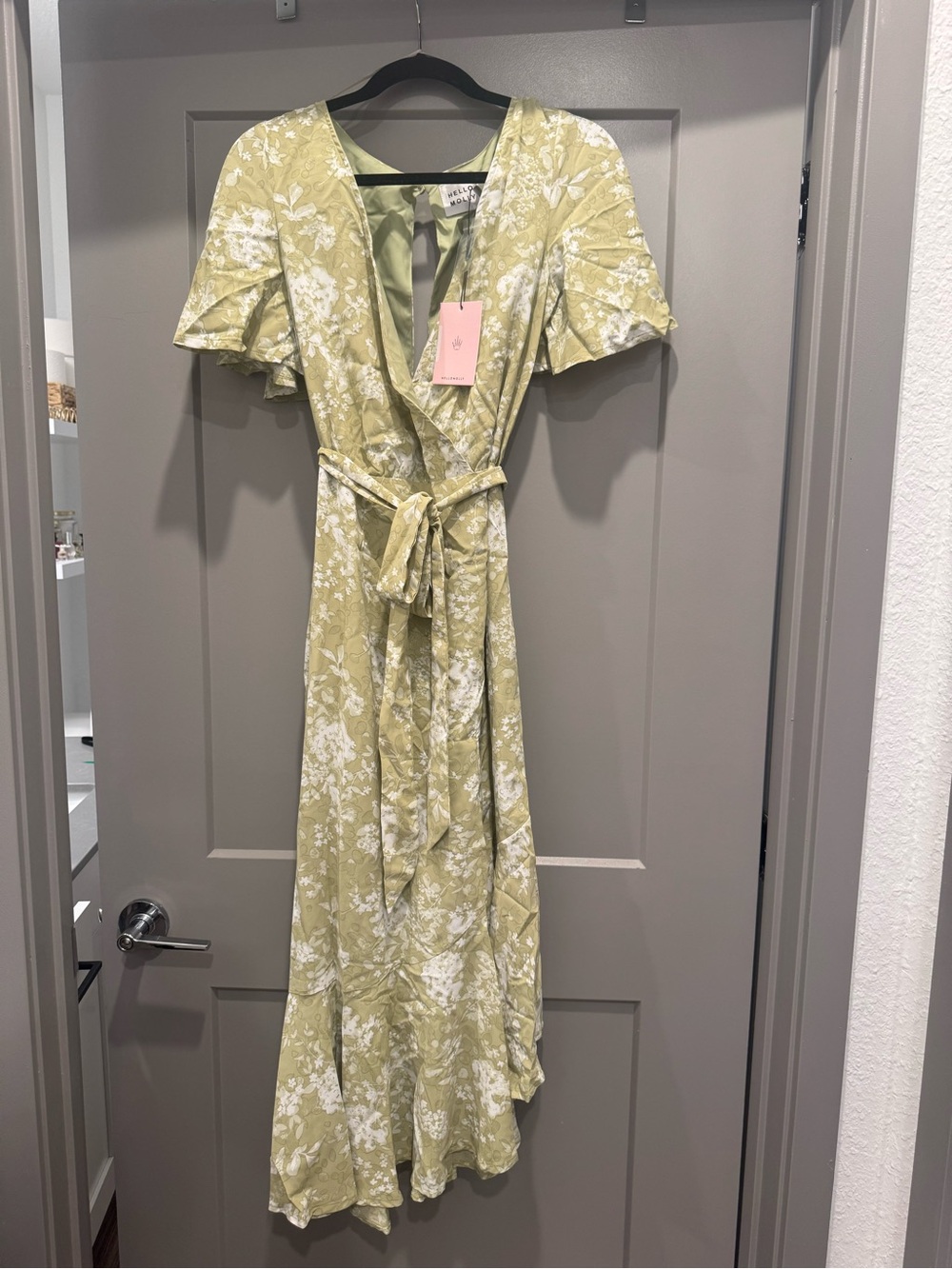 Floral Wrap Dress in Sage Green